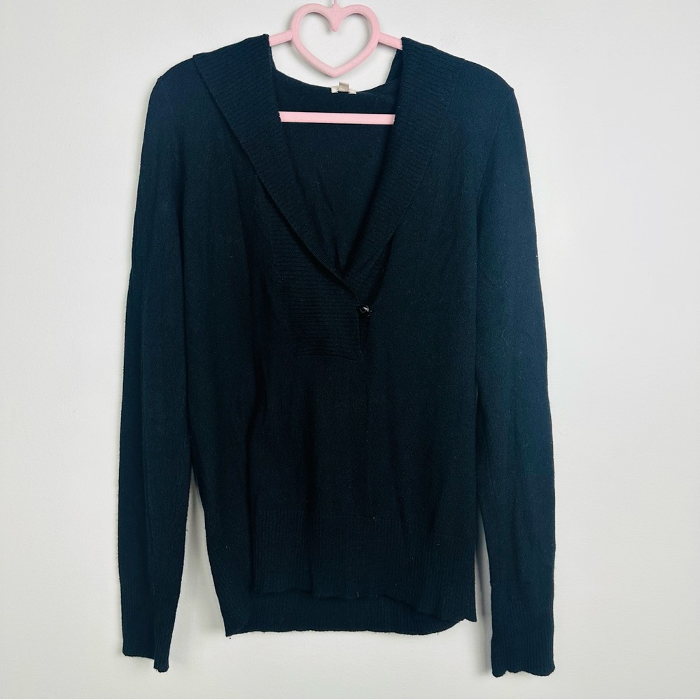 J. Crew Factory Women's Black V-Neck Wool Cashmere Sweater Size Medium